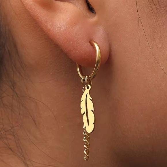 Gold Feather Chain Hip Hop Pendants for Women - Picture 1 of 5